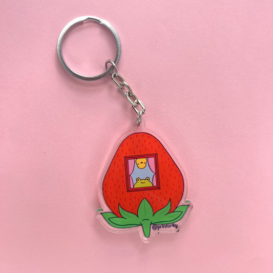 Inverted strawberry keychain