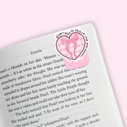 Bows and hearts magnetic bookmark