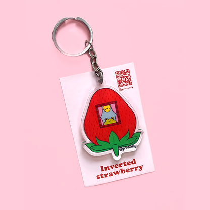 Inverted strawberry keychain